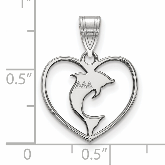 Sterling Rhodium-plated Delta Delta Delta Sorority Symbol Heart Pendant - Picture 2 of 2